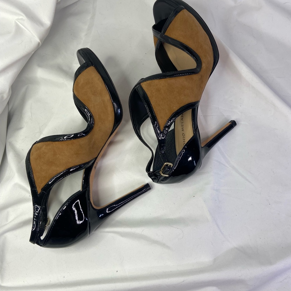Antonio Melani Black and Tan Heels Elegant High Heel Design Size 8M - Picture 8 of 16